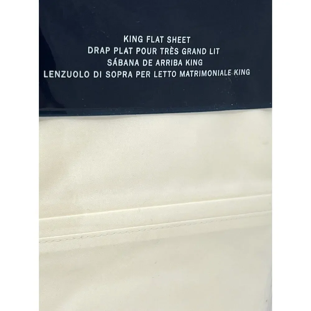Ralph Lauren RL 464 Thread Count KING Flat Sheet Regatta Cream Cotton Percale